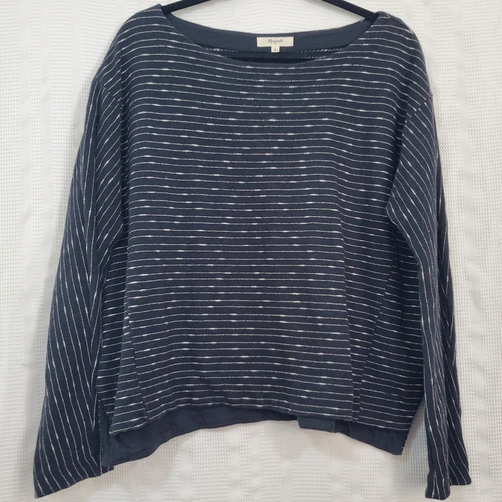 MADEWELL Shadestripe Boatneck Top Longsleeve Black/white Women’s Size Large